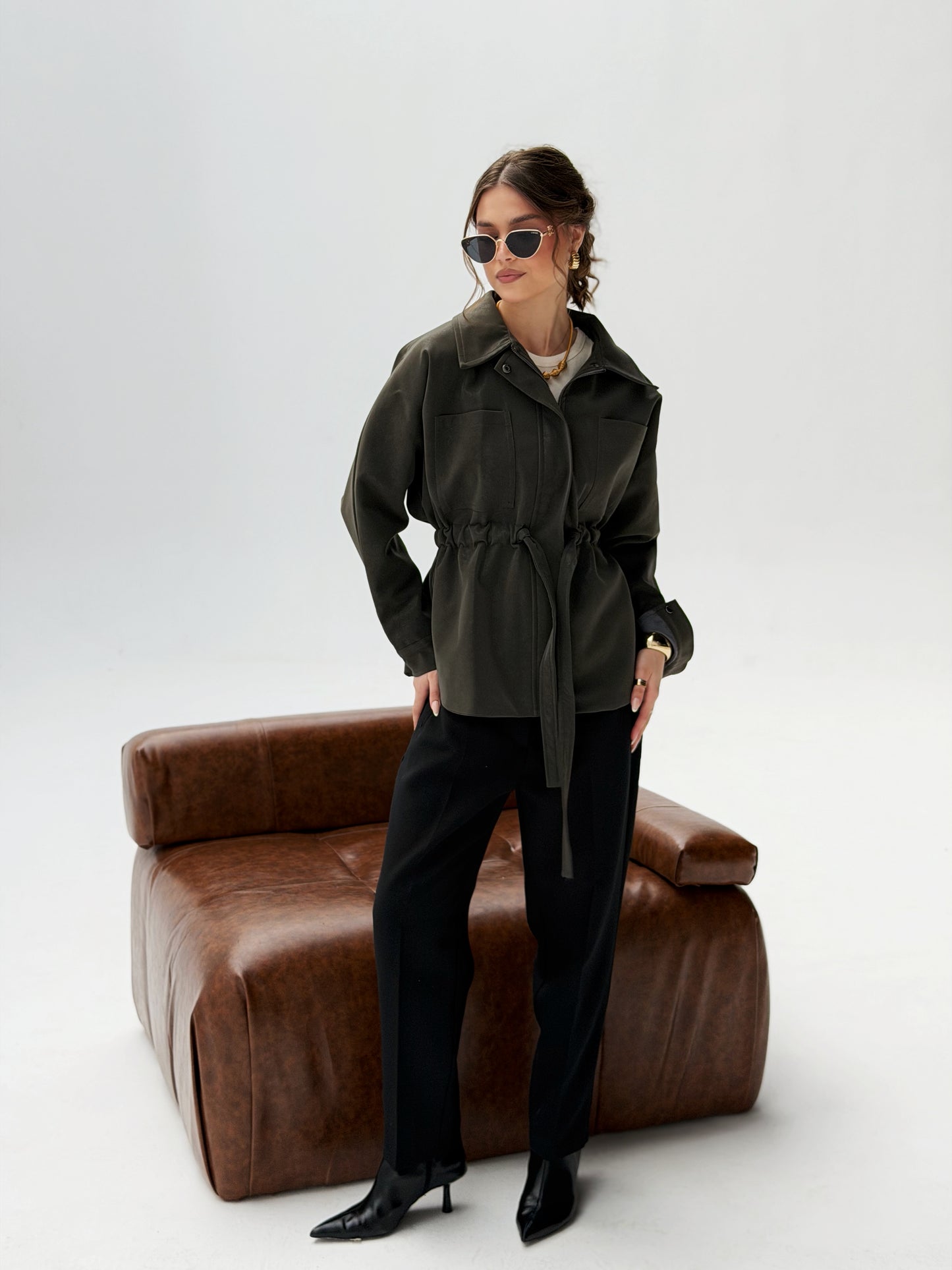 The Over-shirt Leather In Olive