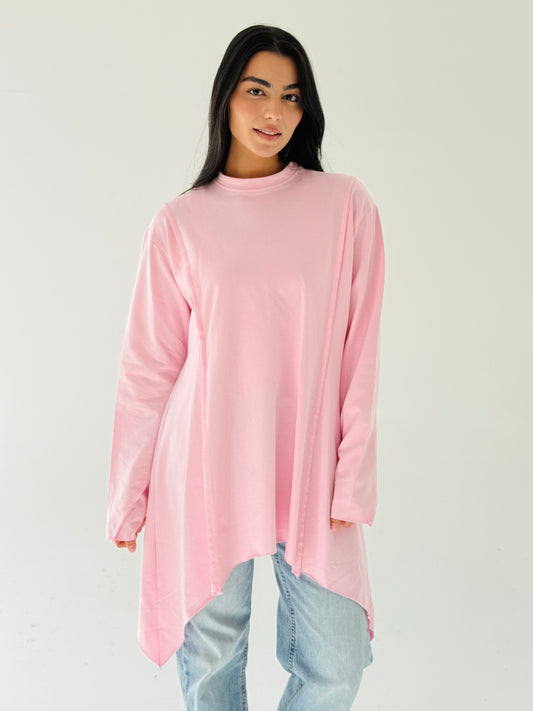 High and low Top in pink