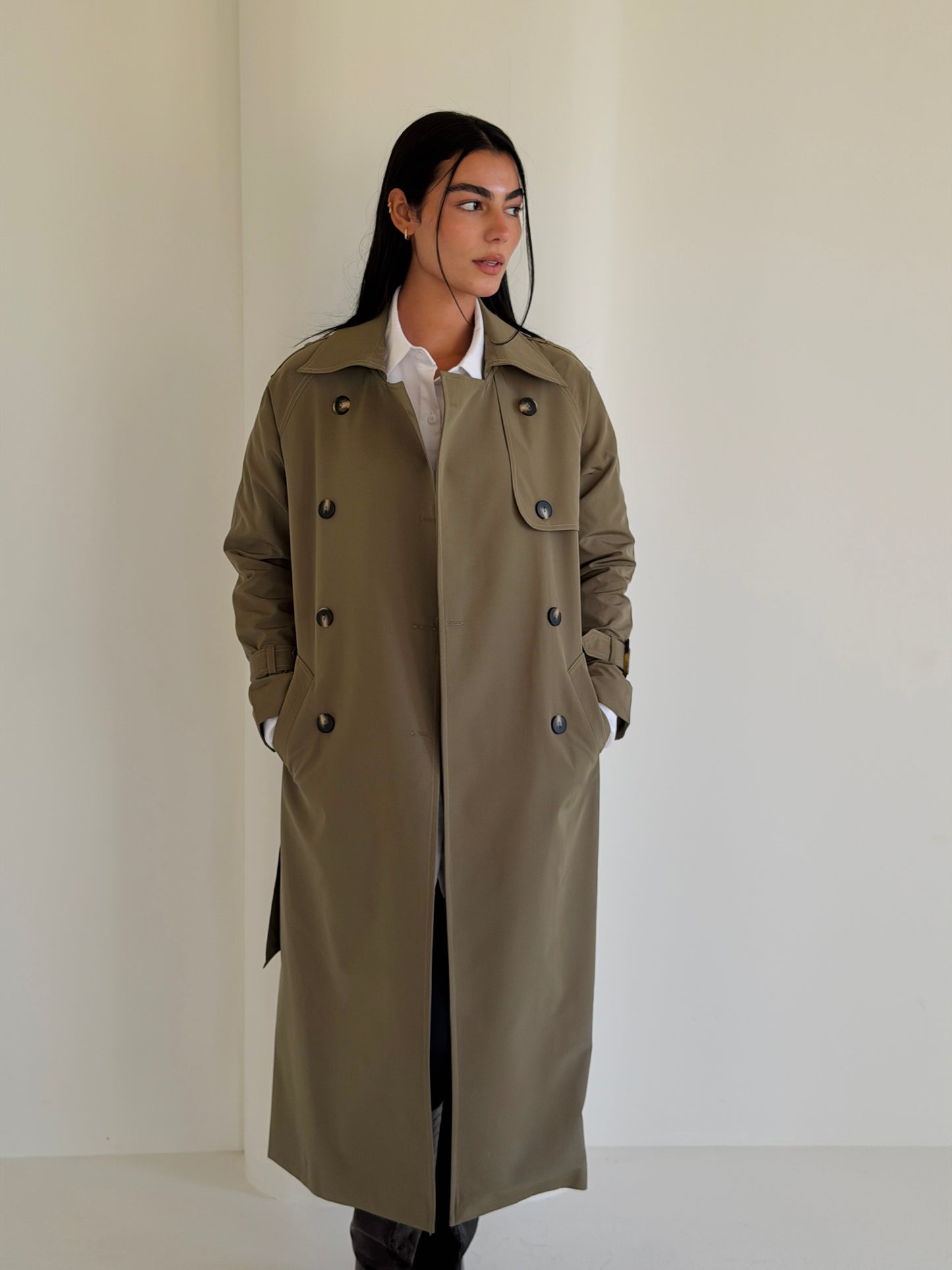 Statement Trench Coat In Matcha