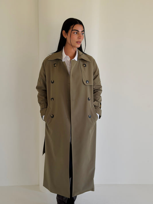 Statement Trench Coat In Matcha