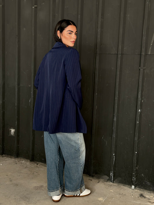 Navy blue striped blazer