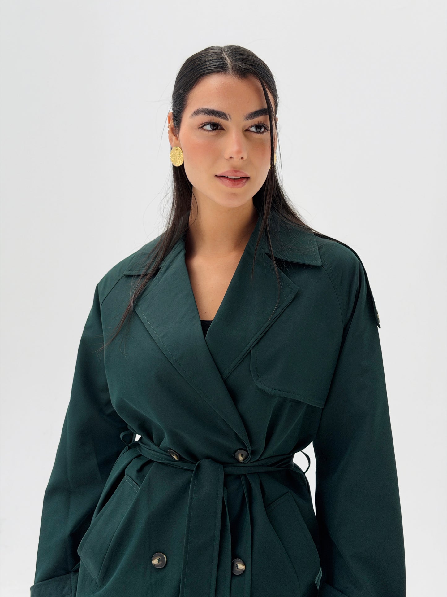 Mini Trench Coat In Deep Teal