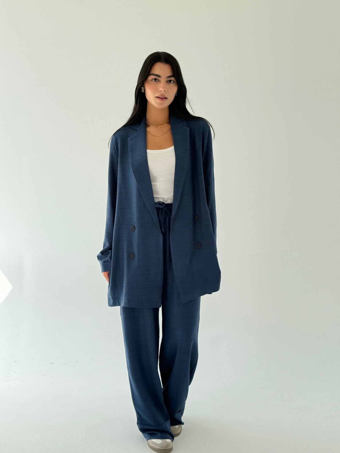 Effortlessly linen set in navy blue