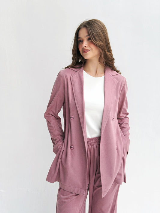 Light velvet set in pink