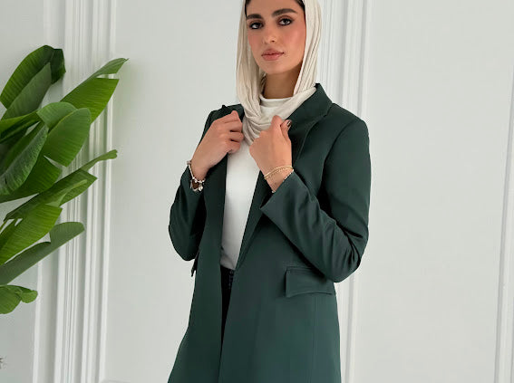 Slim fit dark green blazer