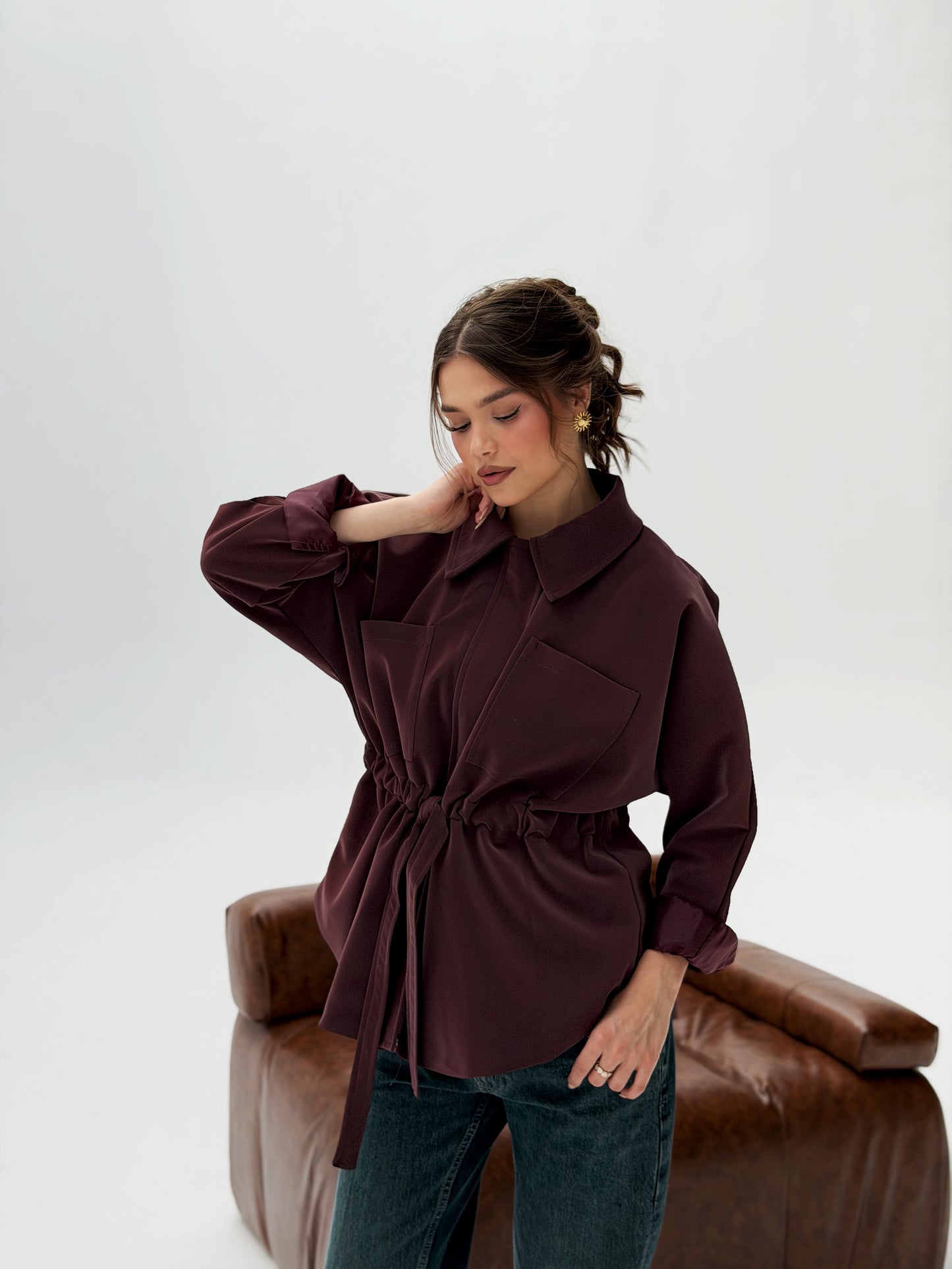 The Over-shirt Leather In burgundy