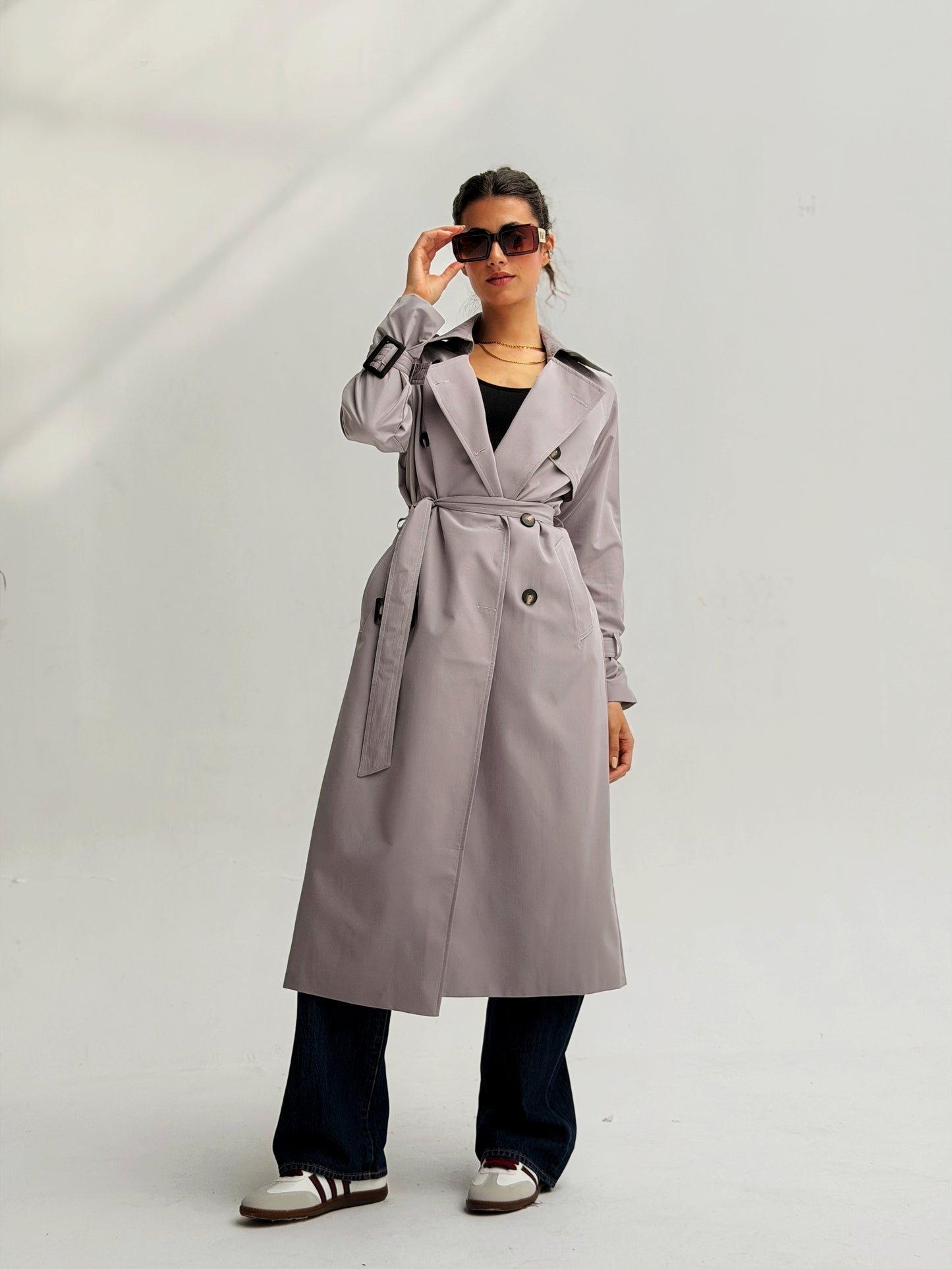 Statement Trench Coat In Gray