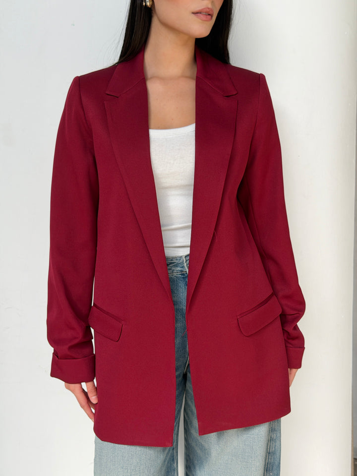 Ruffles blazer in Dark Red
