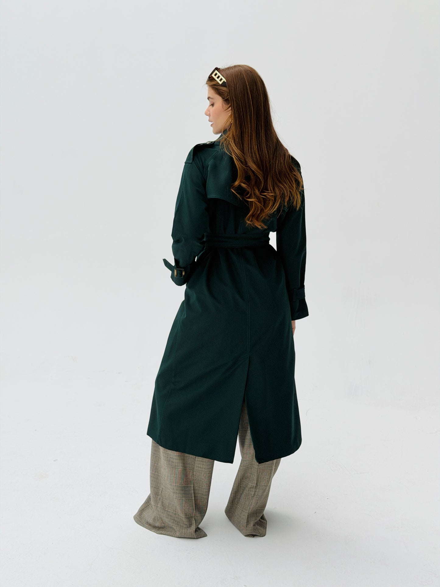 Statement Trench Coat In Deep Teal