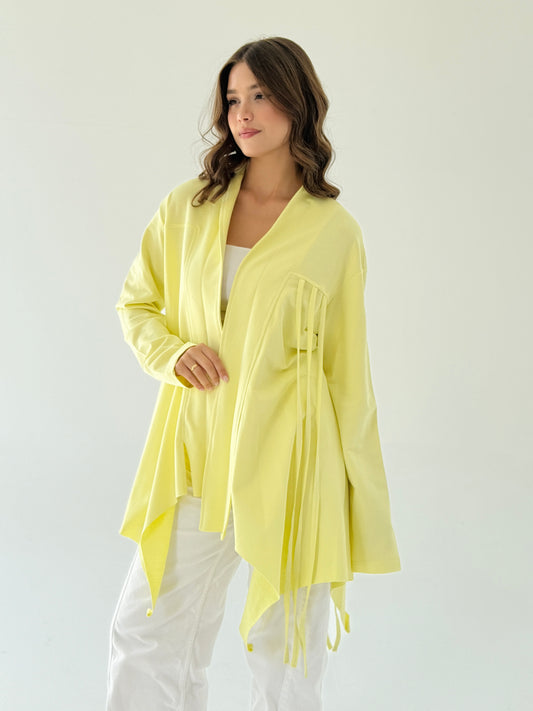 Ribbon cardigan in butter Yellow