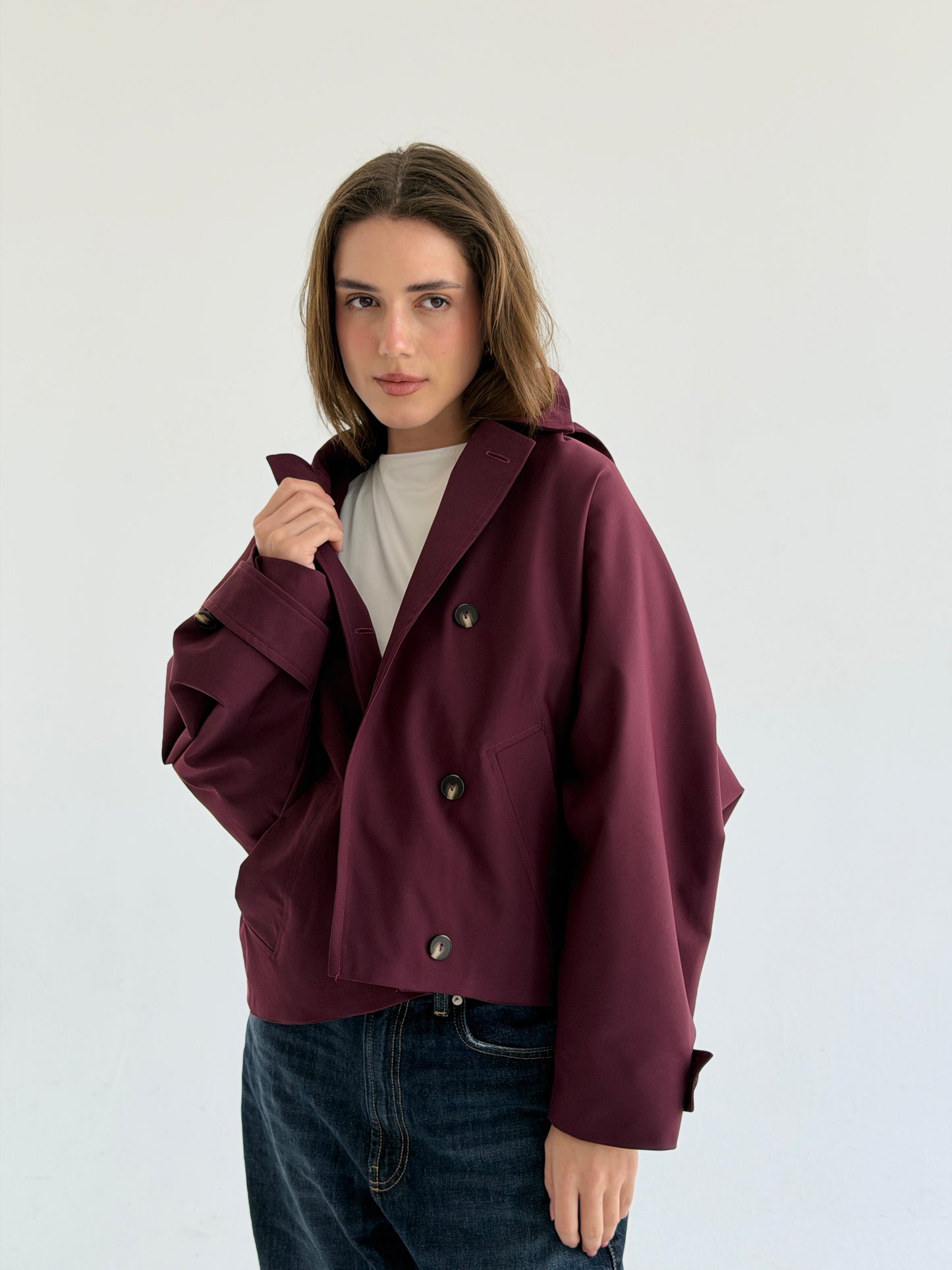 Oversized Edge Jacket In Burgundy