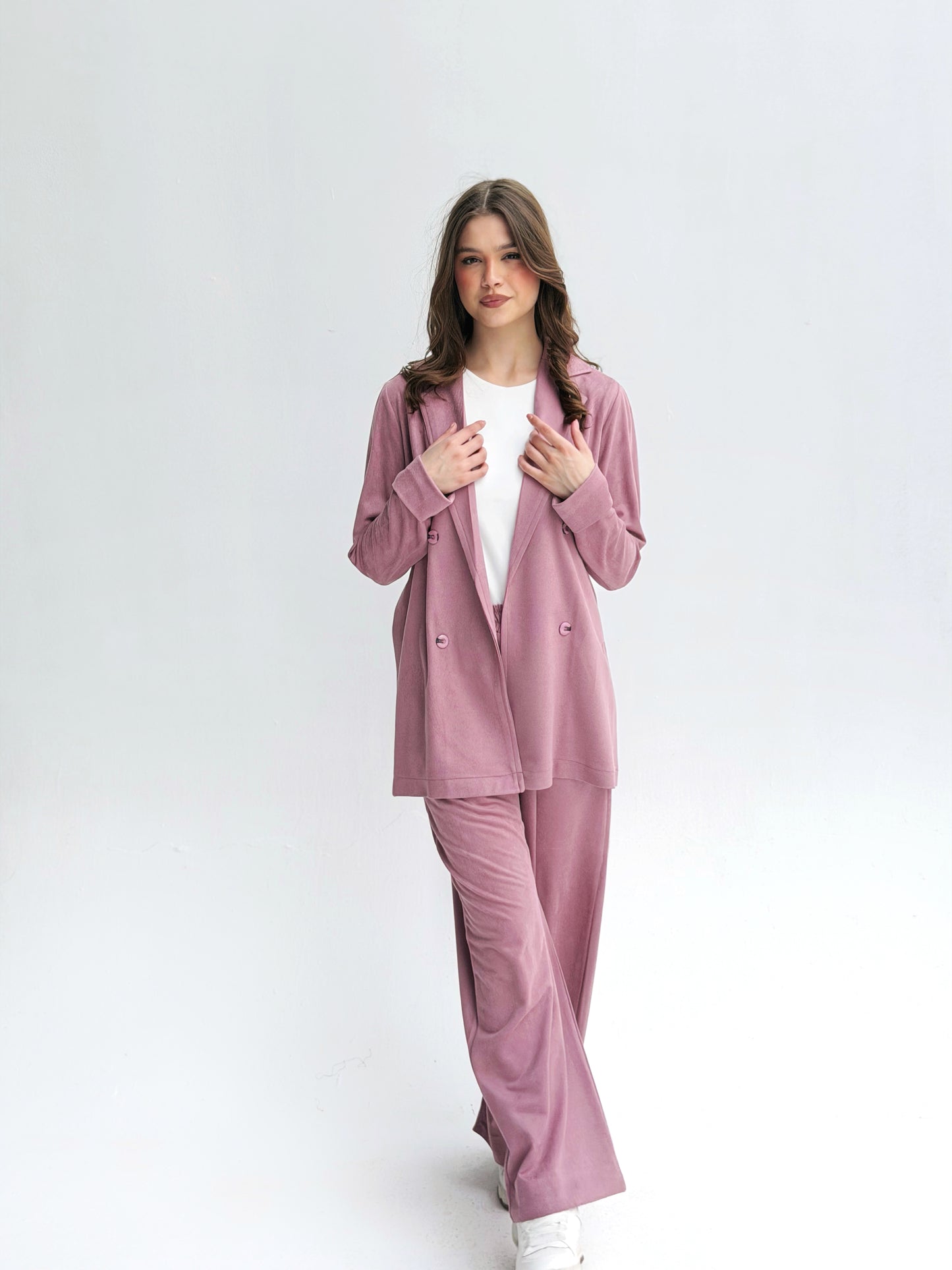 Light velvet set in pink