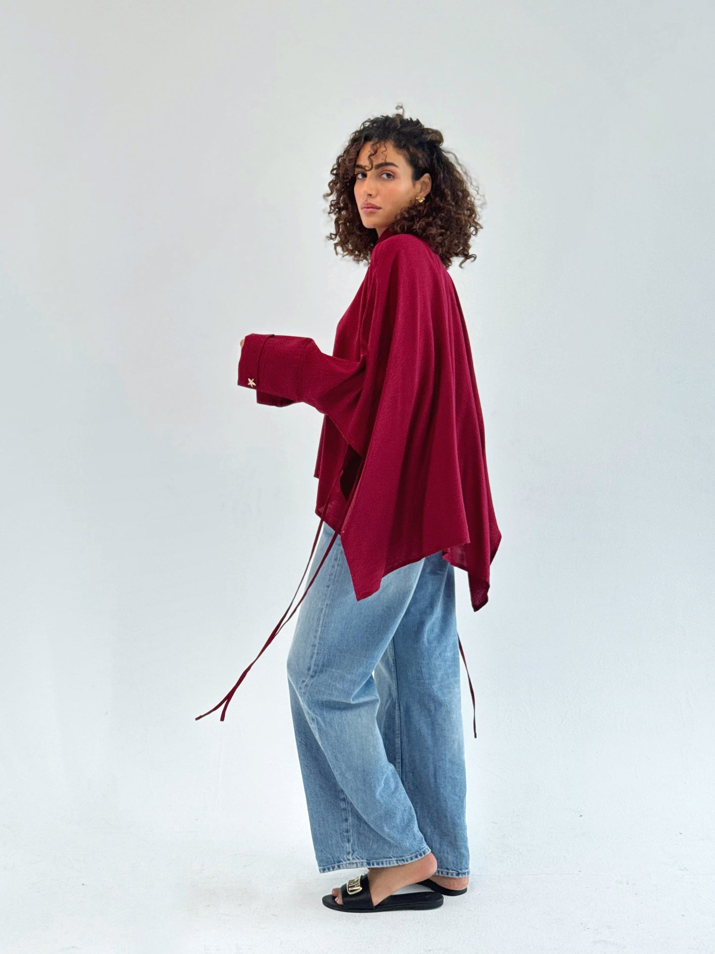 The Oversized Linen Shirt in Red