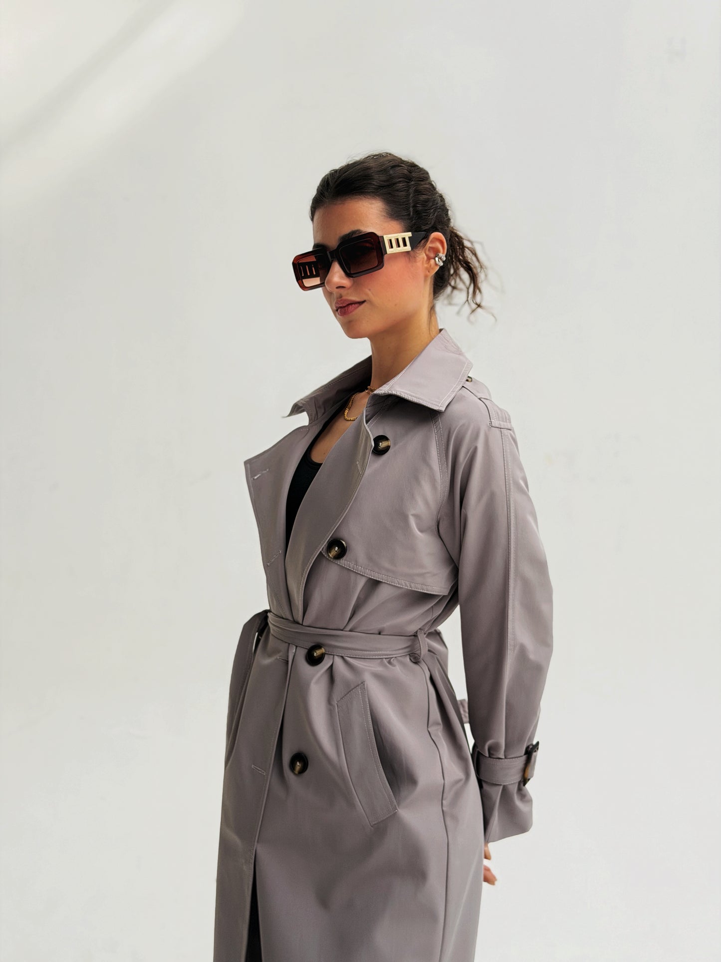 Statement Trench Coat In Gray