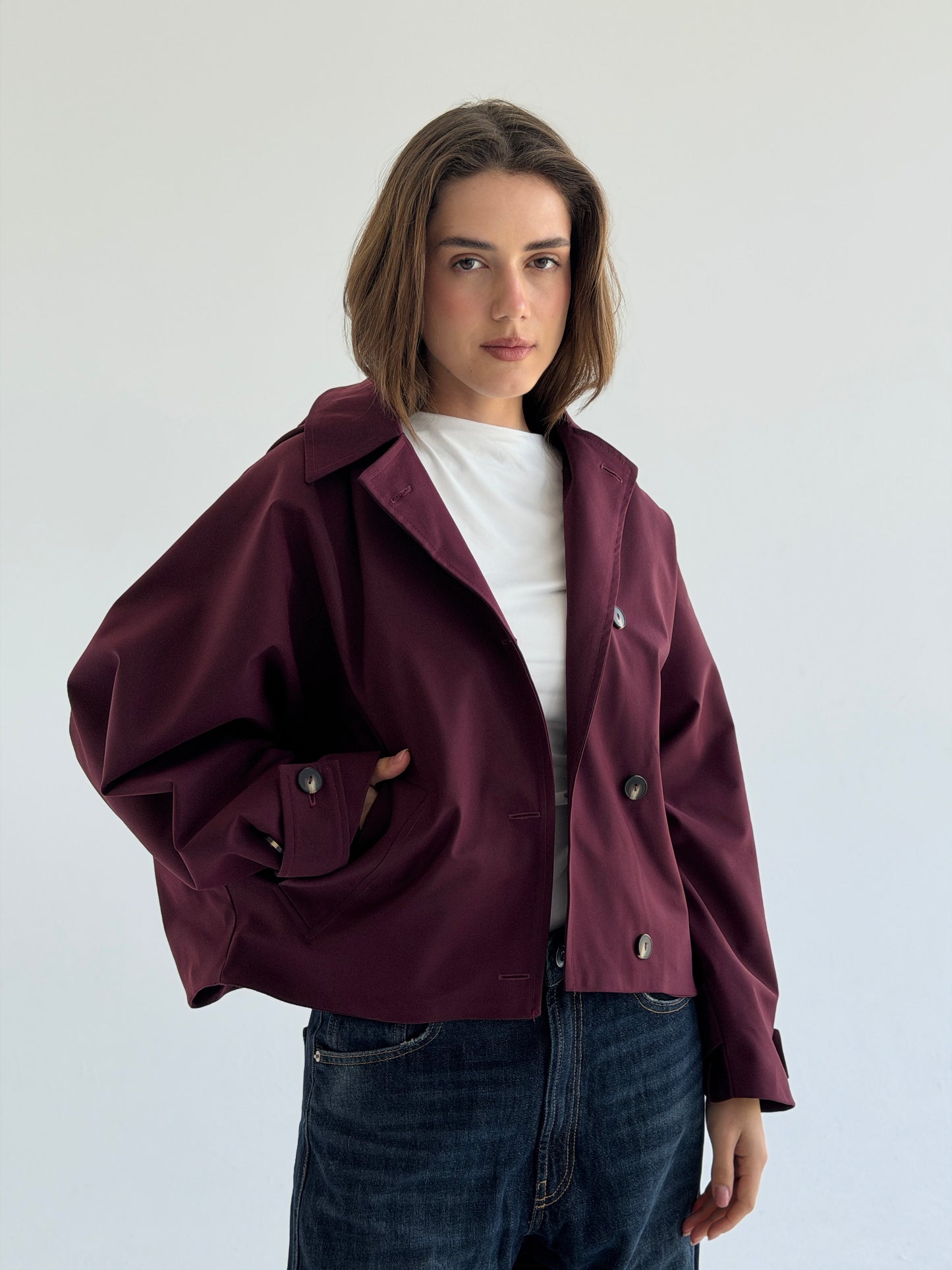 Oversized Edge Jacket In Burgundy