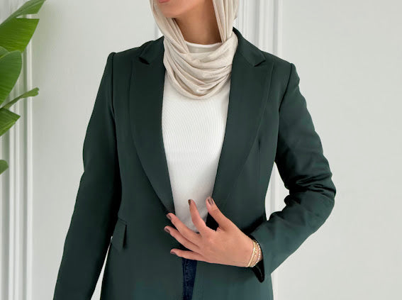 Slim fit dark green blazer
