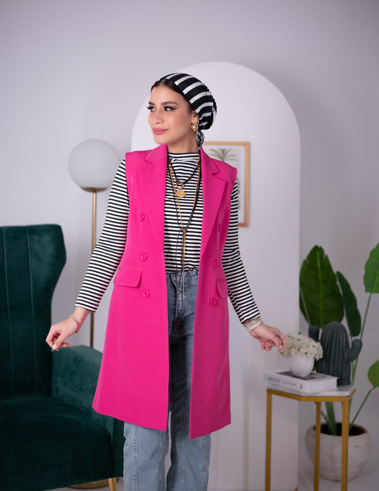 Fuchsia long vest