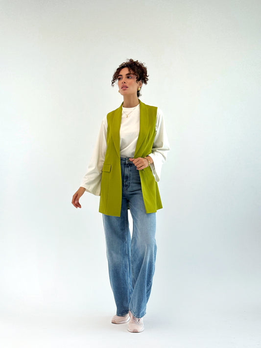 Shawl collar tailored vest In Appel Green