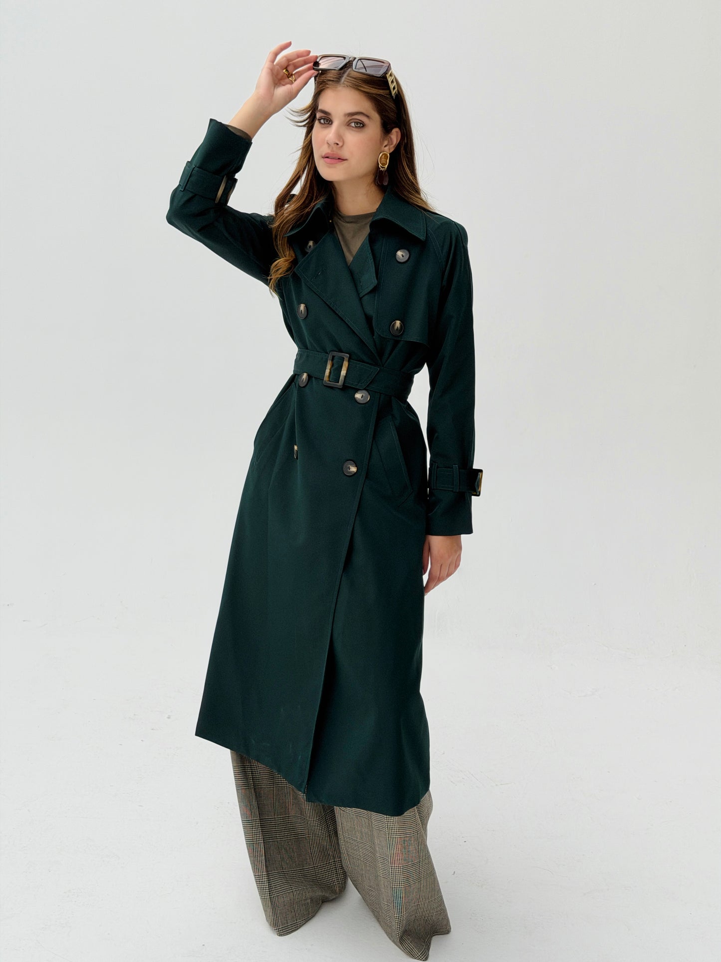 Statement Trench Coat In Deep Teal