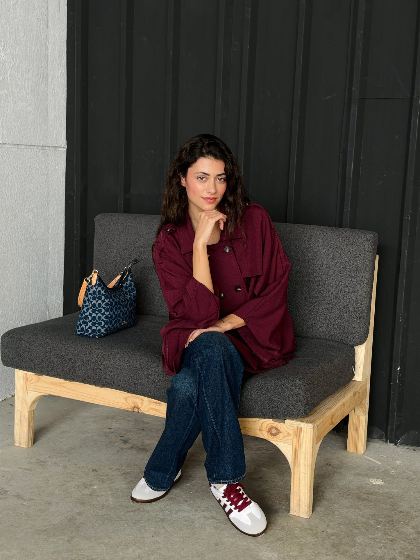 Trench Cape In burgundy