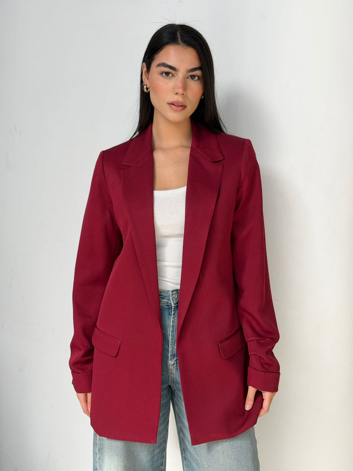Ruffles blazer in Dark Red