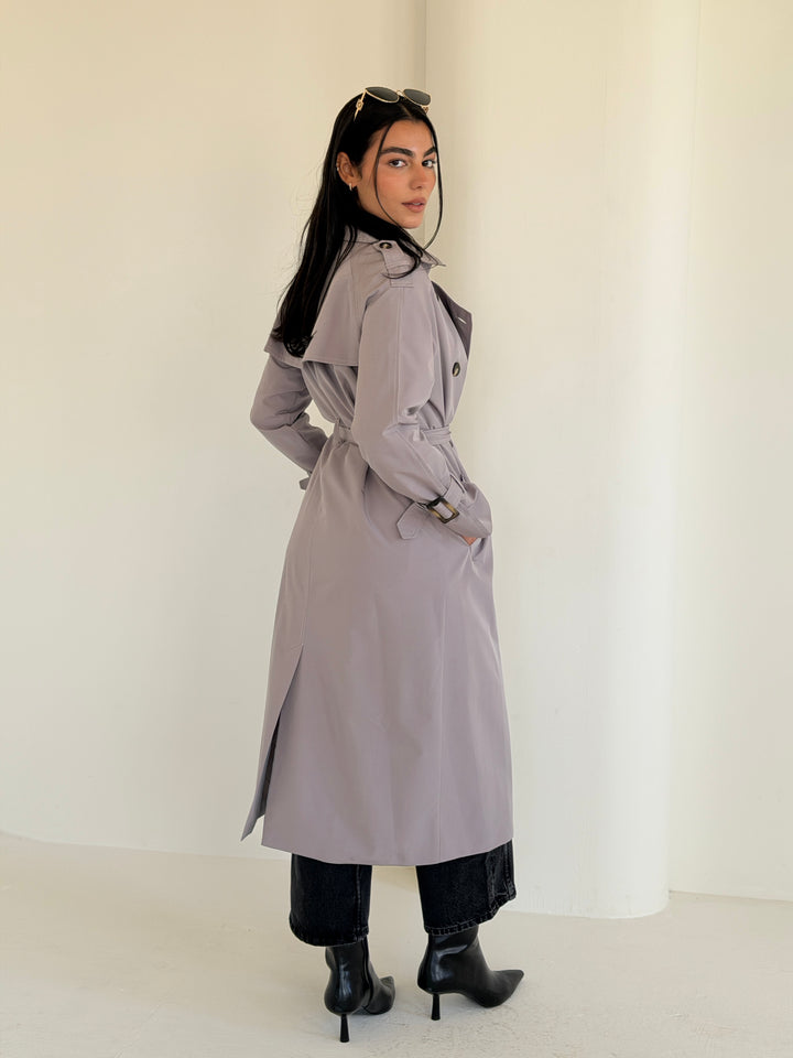 Statement Trench Coat In Gray