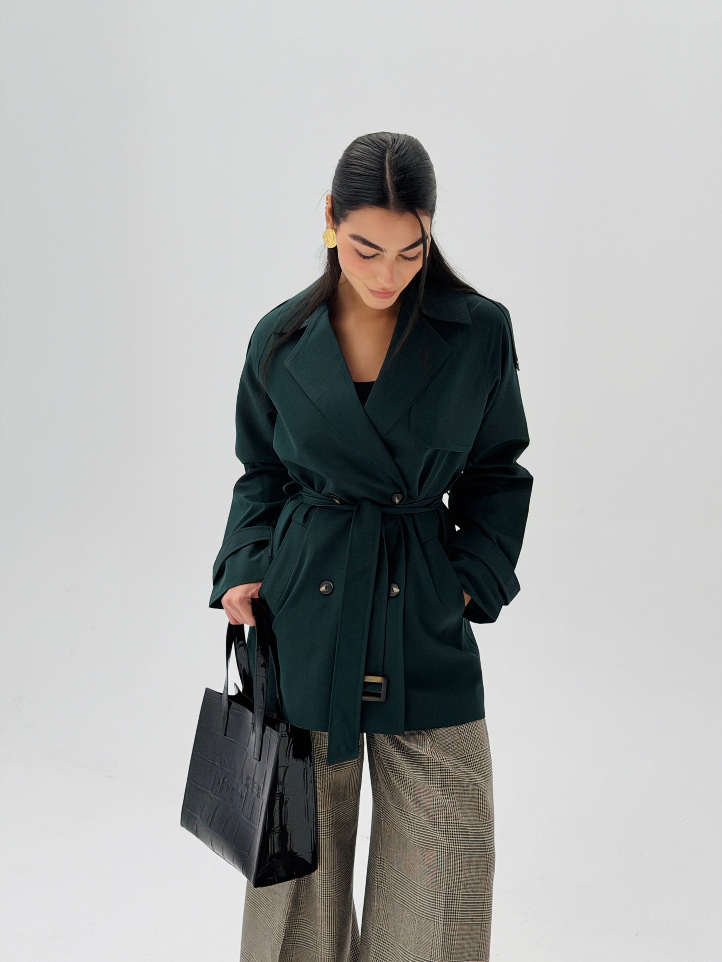 Mini Trench Coat In Deep Teal