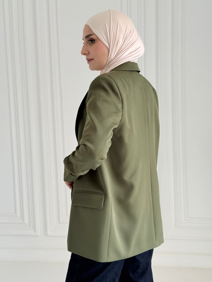 Ruffles Blazer In Olive