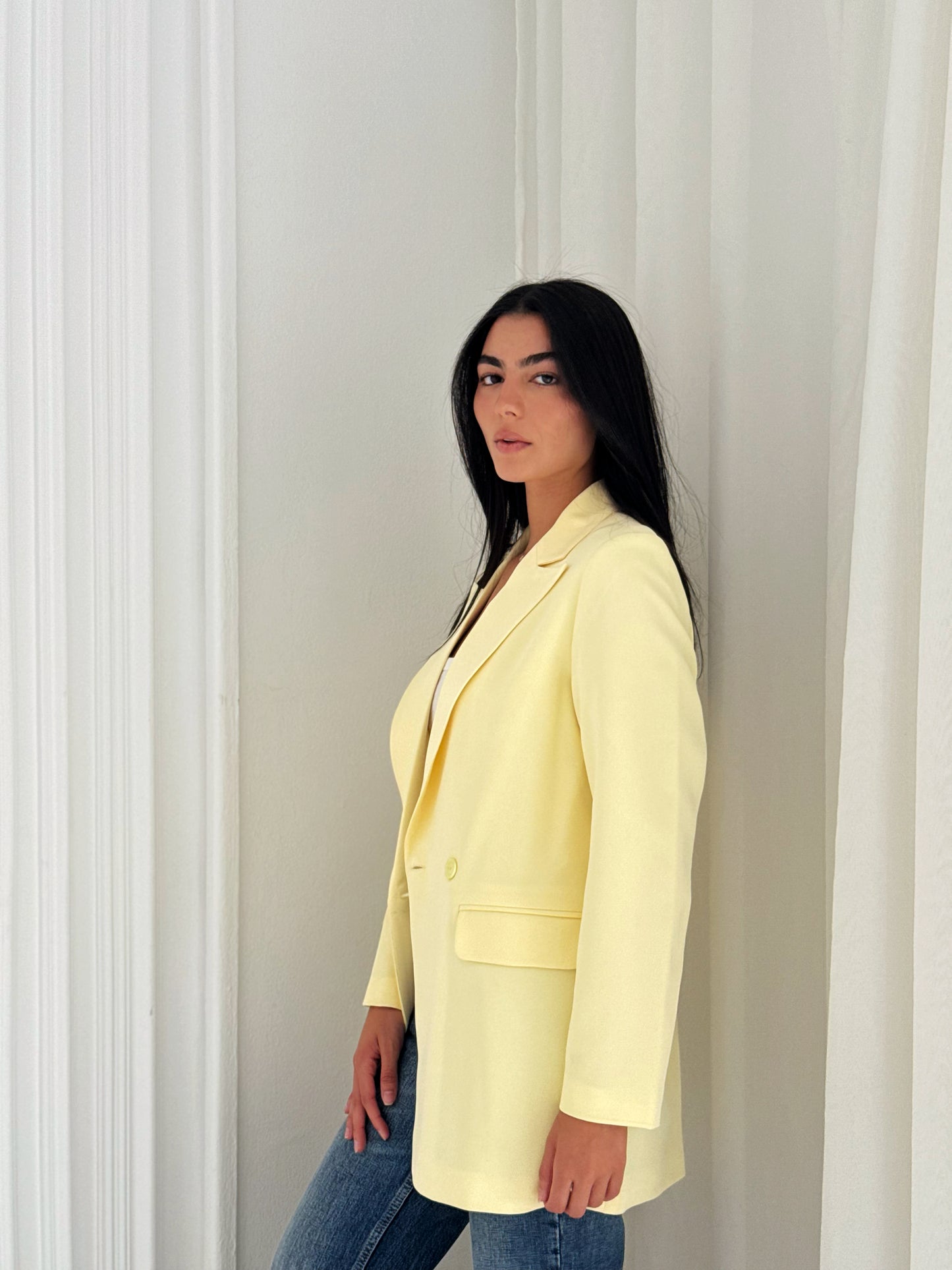 Relaxed Fit Blazer In Butter yellow