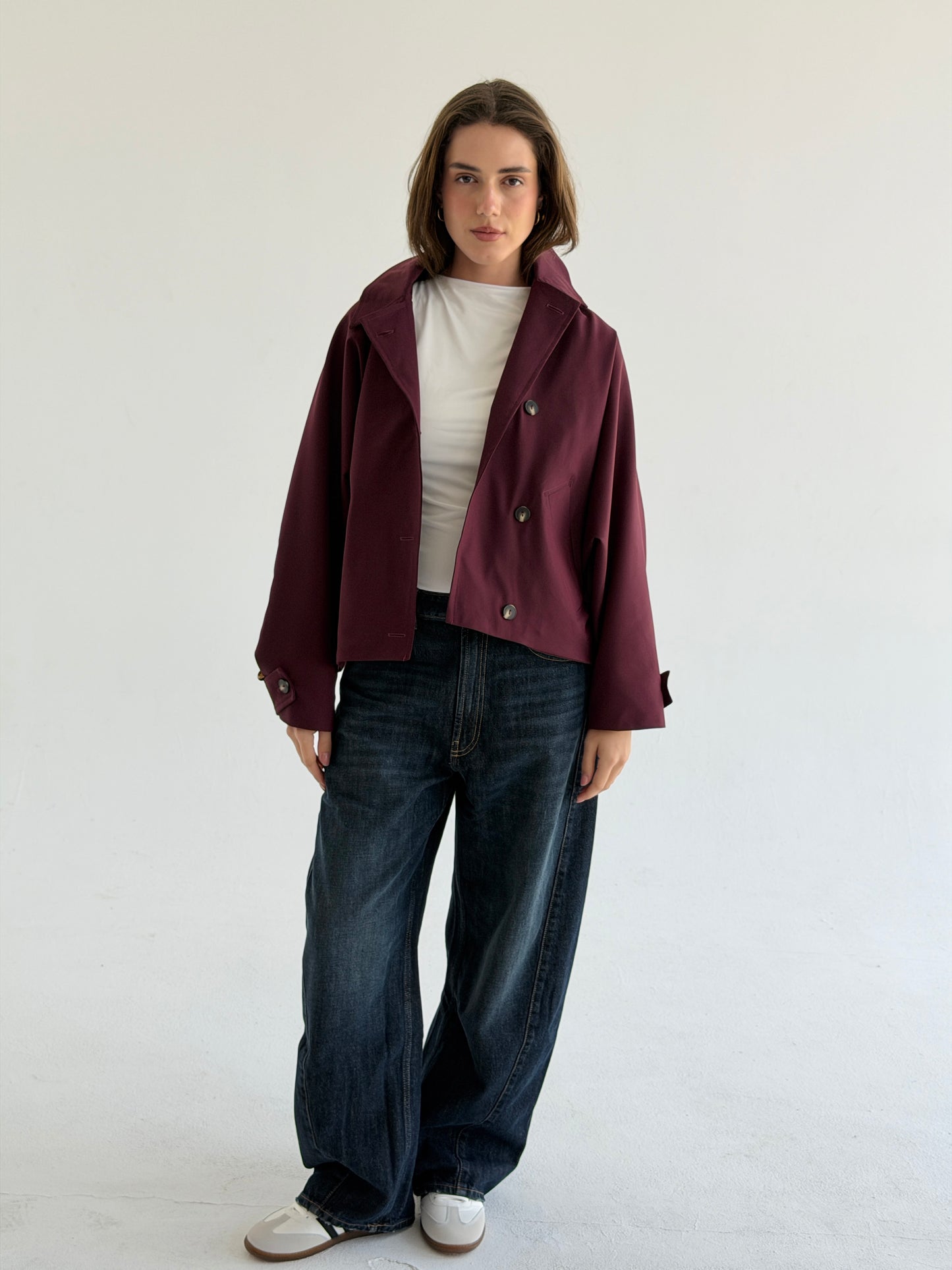Oversized Edge Jacket In Burgundy