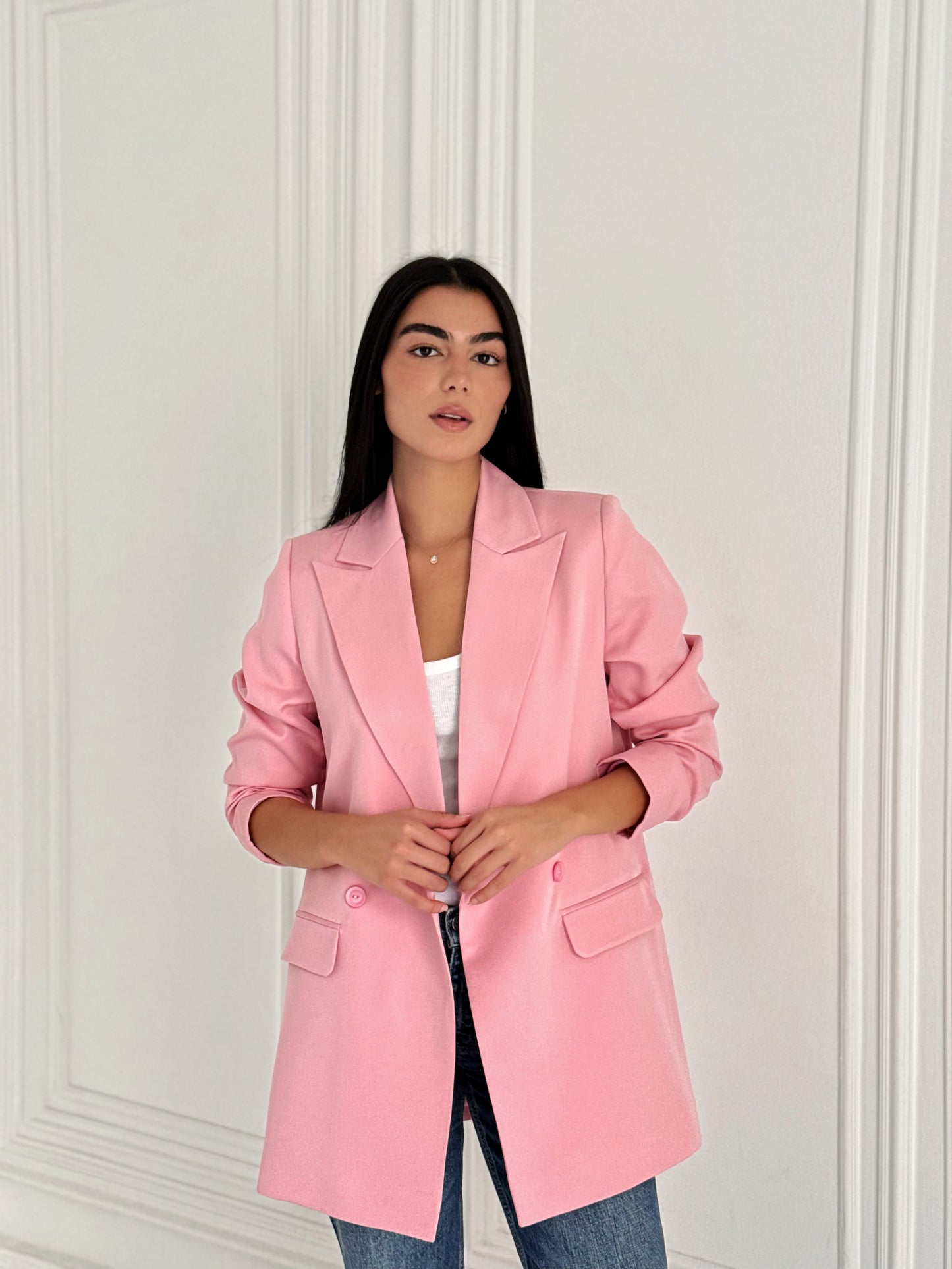 Relaxed Fit Blazer In pink