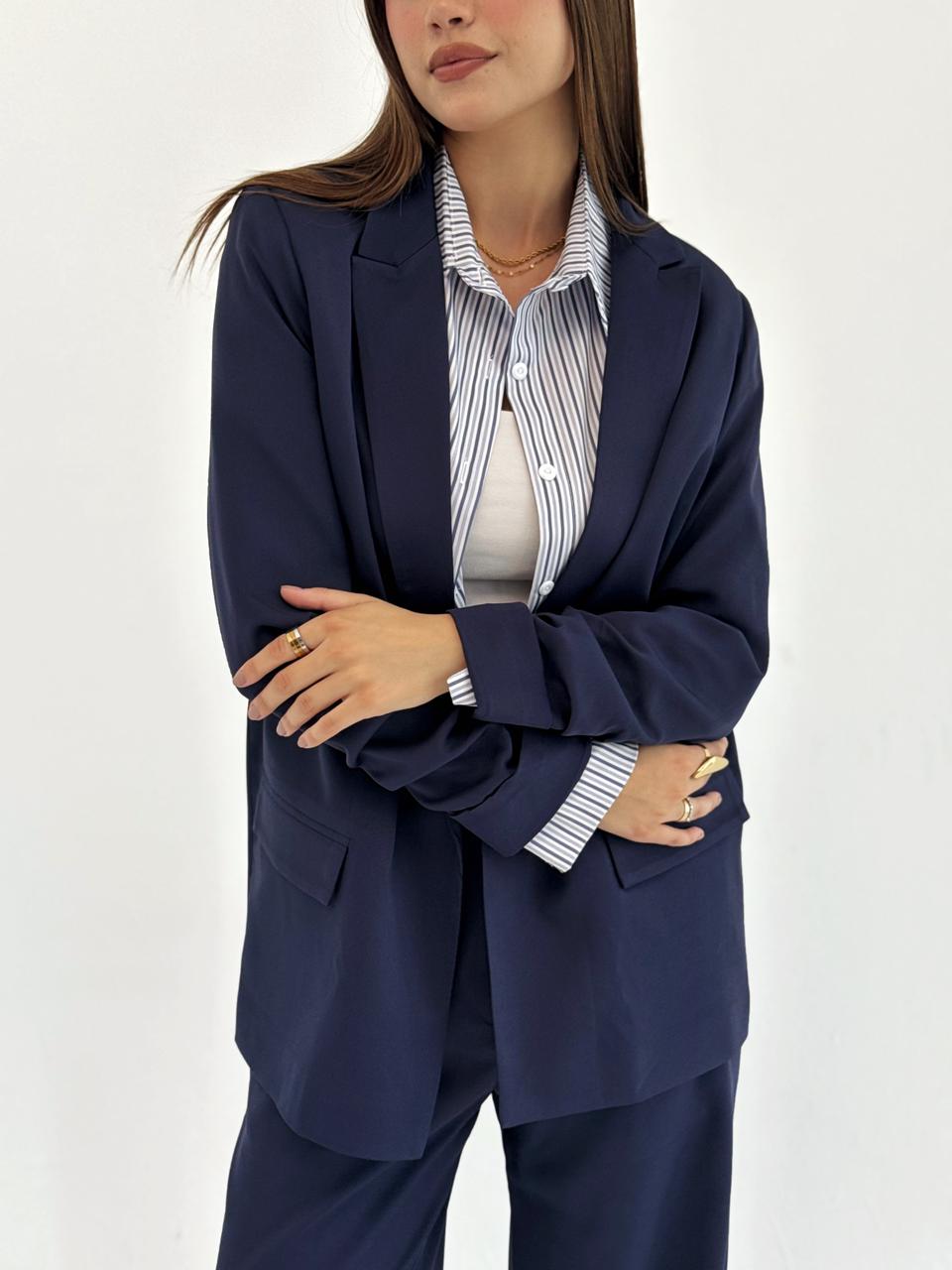 Ruffles Blazer in Navy blue