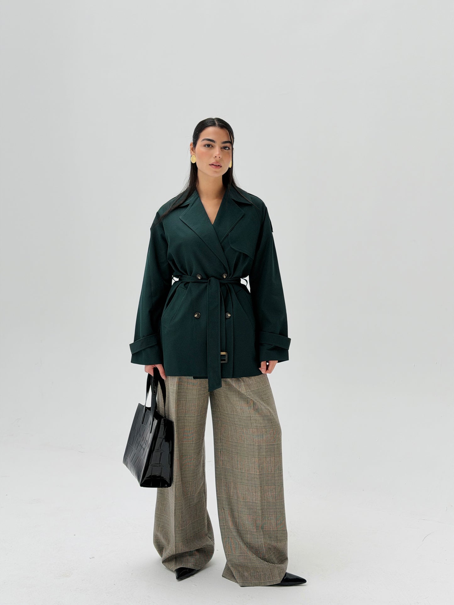 Mini Trench Coat In Deep Teal