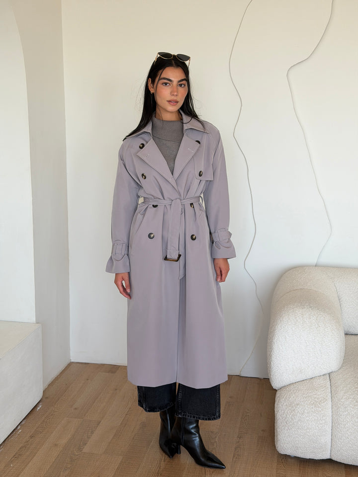 Statement Trench Coat In Gray