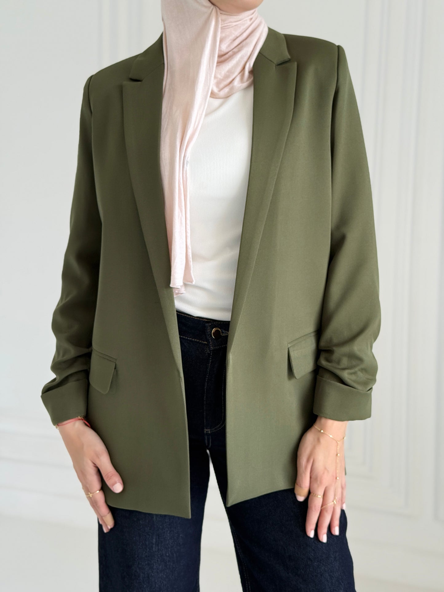 Ruffles Blazer In Olive