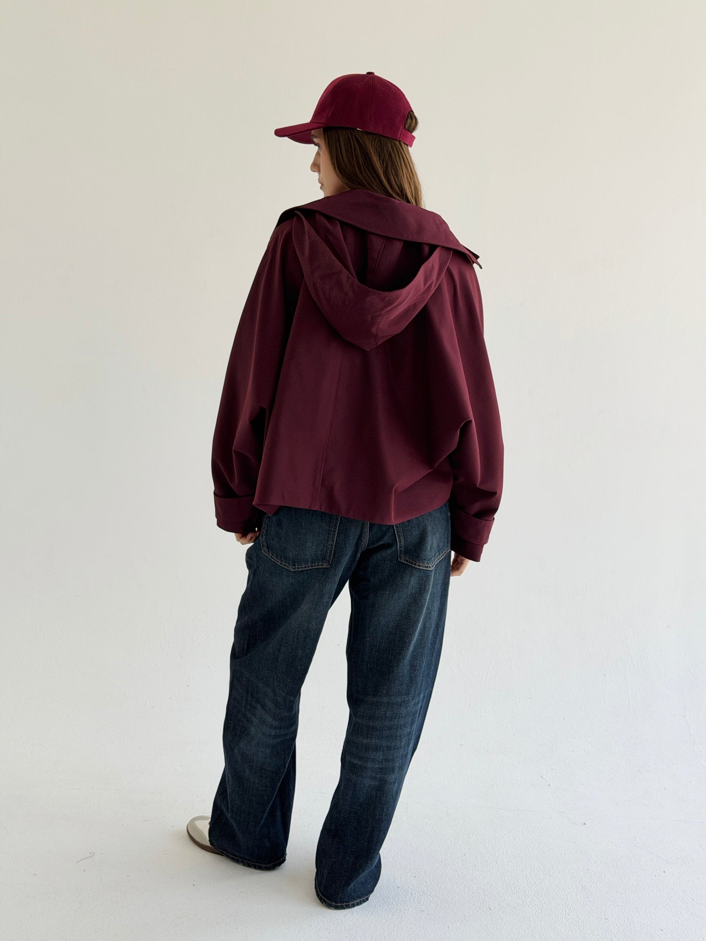 Oversized Edge Jacket In Burgundy