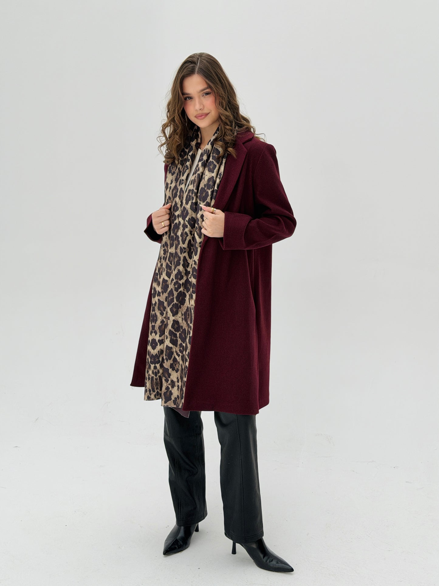 Everyday Wool Coat In Burgundy
