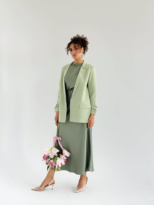 Ruffle Blazer in Matcha