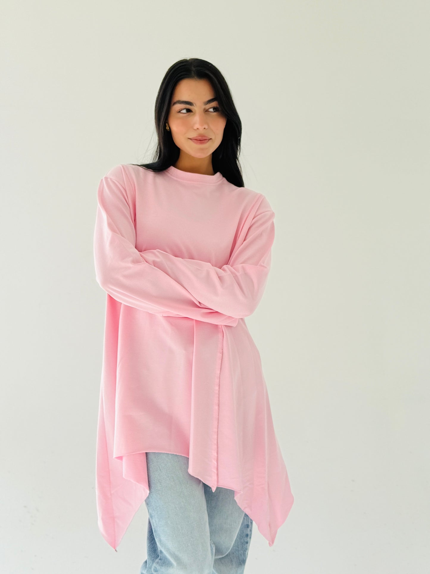 High and low Top in pink
