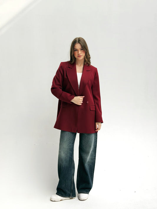 Relaxed fit blazer in dark Red