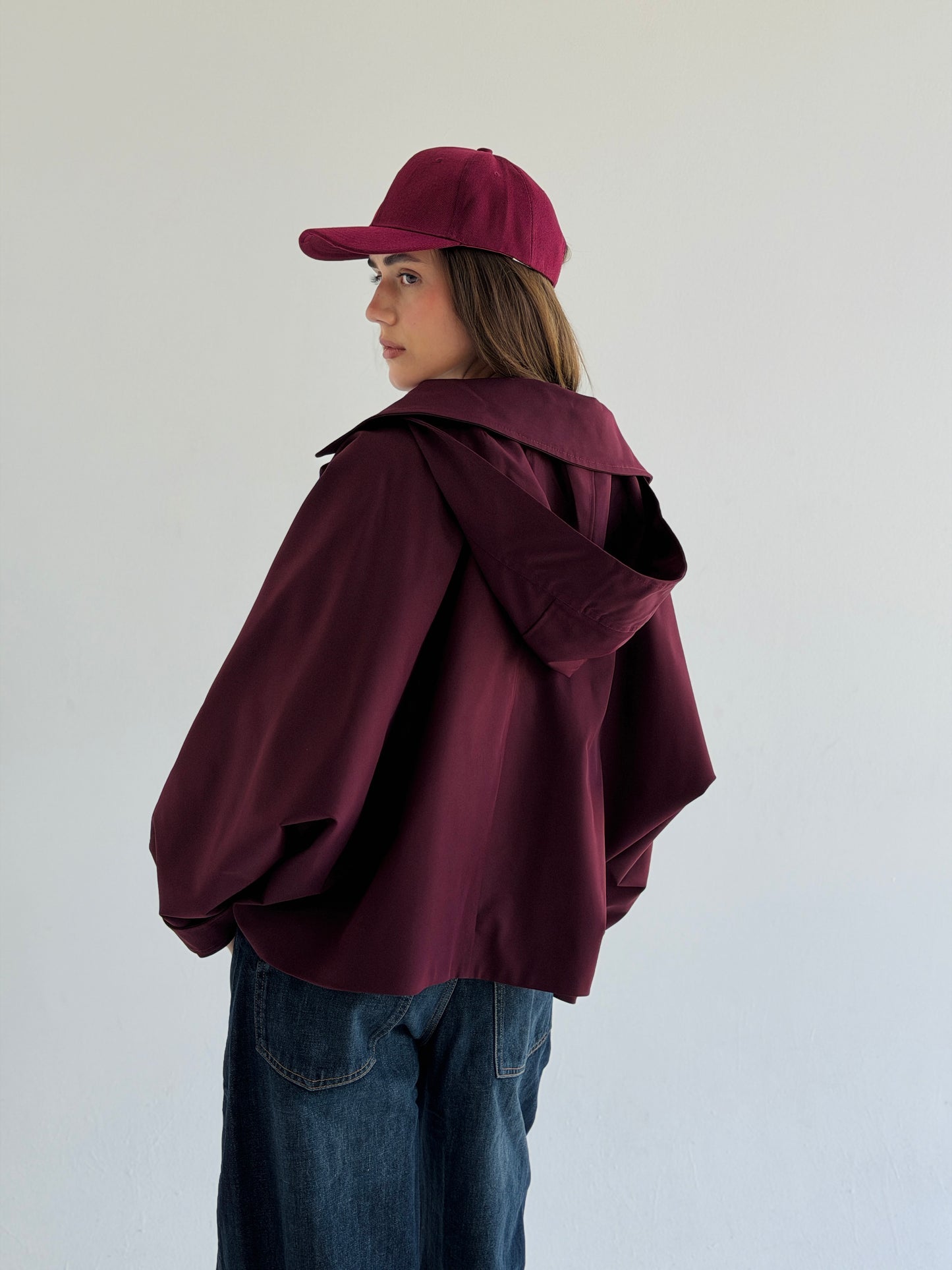 Oversized Edge Jacket In Burgundy