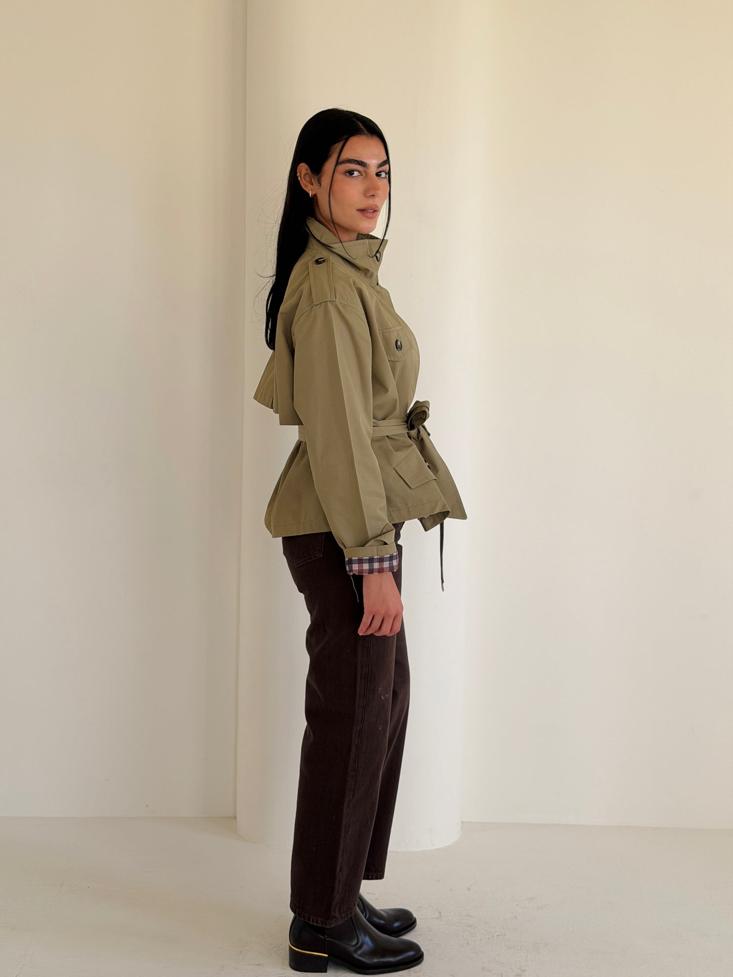 Stand Collar Jacket In Olive