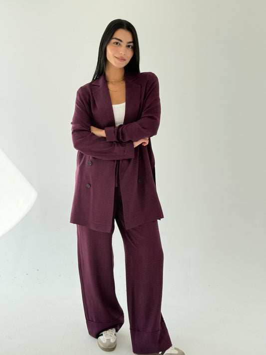 Effortlessly linen set in burgundy