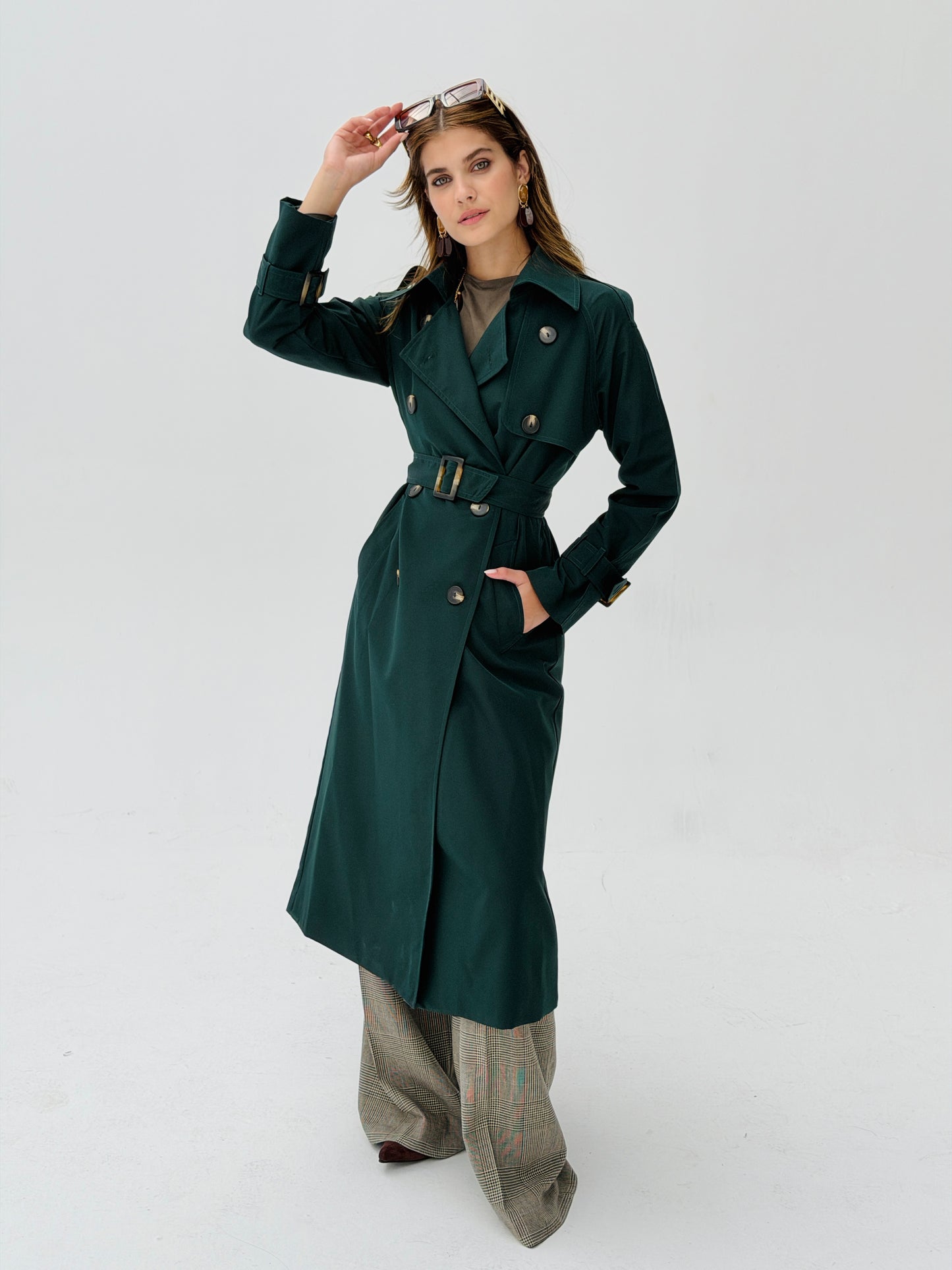 Statement Trench Coat In Deep Teal
