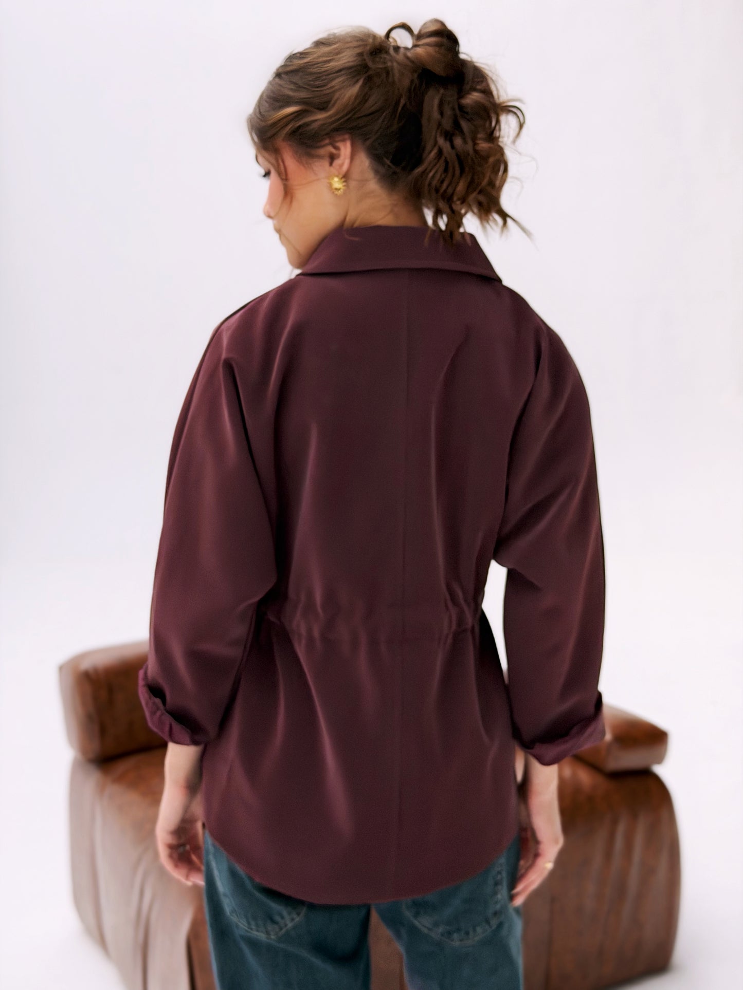 The Over-shirt Leather In burgundy