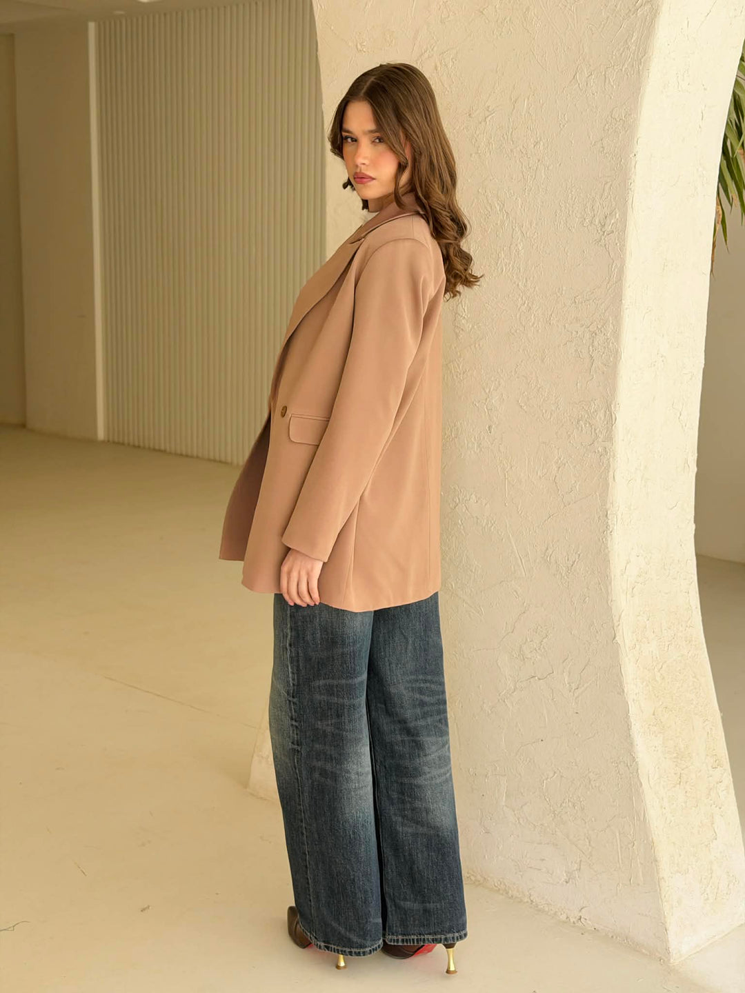 Relaxed fit blazer in beige