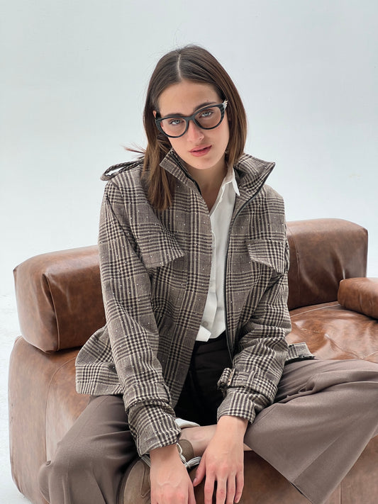 Checkered Glow Jacket in cafe