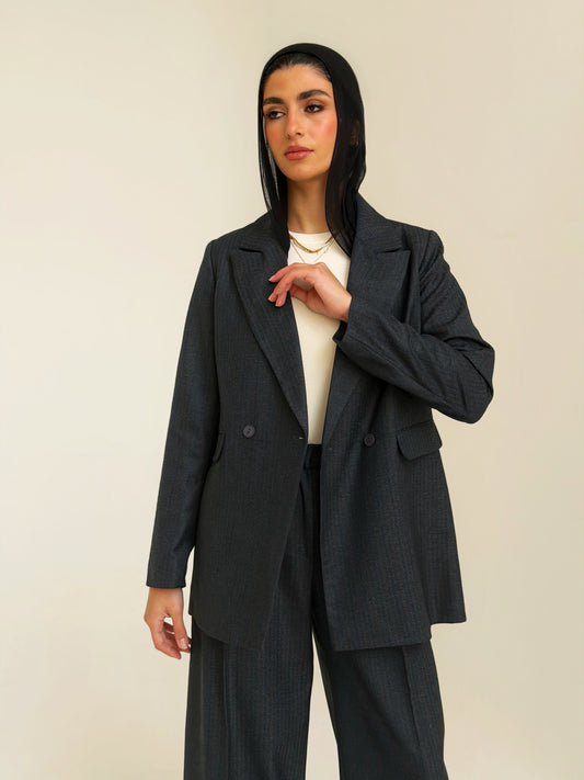 The Tailored Striped Blazer in Navy