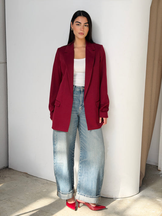 Ruffles blazer in Dark Red