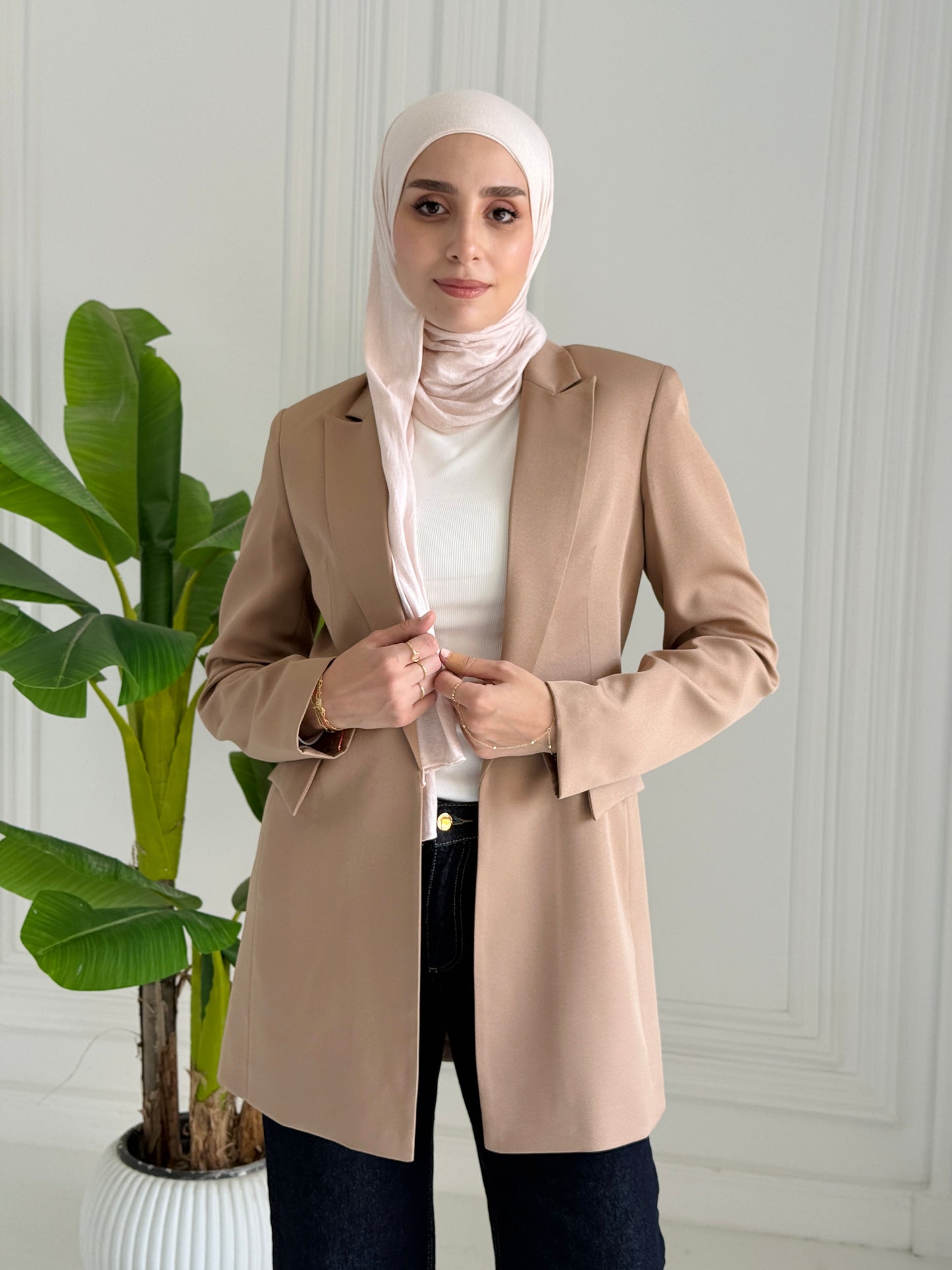 Slim Fit Blazer in Cafe